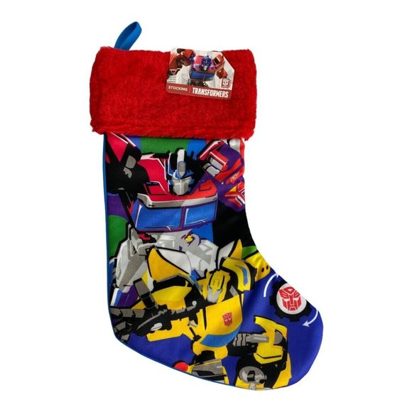 Transformers Christmas Holiday Stocking by Ruz 15" Red Fuzzy Top New - Picture 2 of 5
